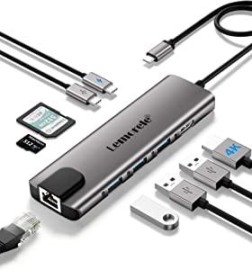 Док-станція USB C Hub, багатопортовий адаптер Lemorele 10 в 1 USB C з гігабітовим Ethernet, 4K HDMI, 3 порти USB