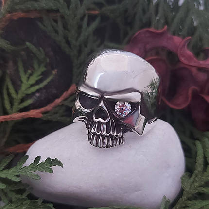 Череп із каменем, череп термінатора, череп пірата, персня кільце, фото 1