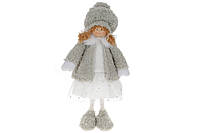 Мягкая новогодняя игрушка Девочка, 27*16*52см, серый с белым, в упаковке 1шт. (835-152)