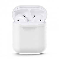 Чехол силиконовый на наушники Airpods 2 белый silicone case