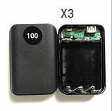 Корпус коробка для POWER BANK 18650х3 чорний, фото 7