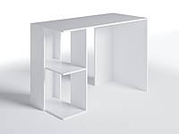 Белый письменный стол с двумя открытыми полочками как стеллаж