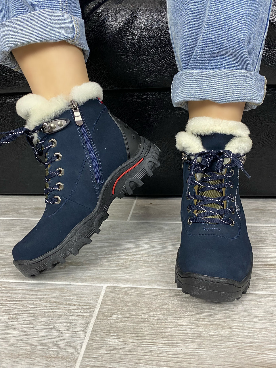 Жіночі зимові черевики MeegoComfort GL823-51 сині на шнурках 36