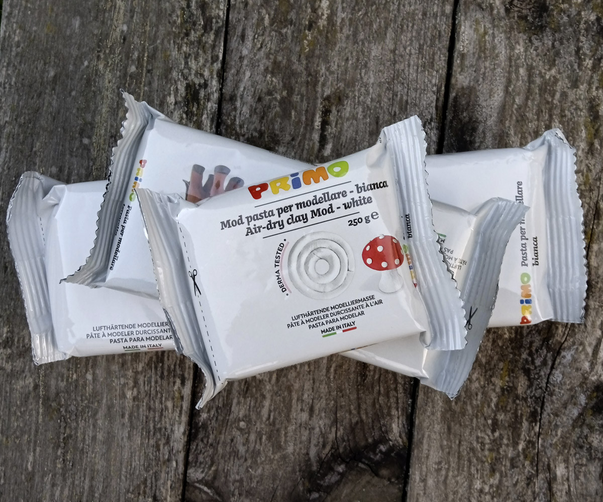 Самозастигаюча глина маса для ліплення Primo 250г біла, фото 1