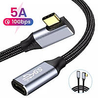 Кабель-подовжувач кутовий 90 градусів USB3.1 TYPE-C Gen 2/, 100 Вт 5A, 4K/60 Гц, швидкість передавання 10 Гбіт/с