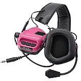 Активні навушники Earmor M32 mod3 для стрільби, тактичні, захисні з мікрофоном від Opsmen — Рожевий, фото 8