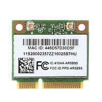 Wi-fi модуль HalfSize Mini pcie Для Lenovo! Qualcomm Atheros AR5B95 (2 антенны!) 802.11 b,g,n , 150Mbps