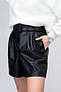 051122 Шорти з екошкіри з поясом чорні, фото 3