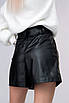 051122 Шорти з екошкіри з поясом чорні, фото 4