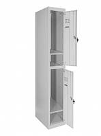 Шкаф металлический для одежды двухуровневый с нижней полкой LEVMETAL ШОМ нп 2/40/1 (180х40х50)