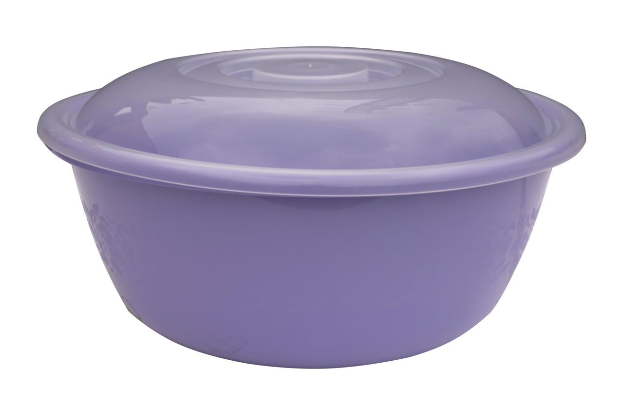 Миска пластикова Ягідка 2 літри з кришкою лаванда Ø 22 см h=9.5 см (ПолімерАгро), фото 1