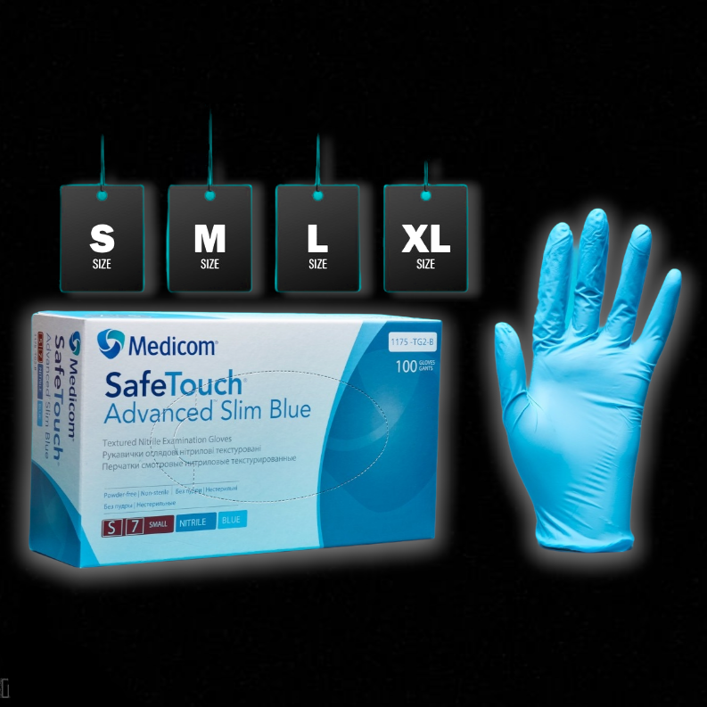 Перчатки нитриловые медиком: Medicom safetouch XS Coul Blue (100 шт), неопудренные фиолетовые, ИксС - фото 9 - id-p1712186374