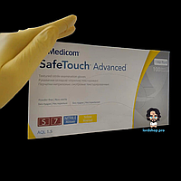 Перчатки нитриловые медиком: Medicom safetouch S Yellow (100 шт), нестерильные неопудренные желтые, С