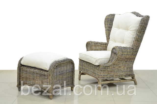 Плетеное Кресло с Пуфиком Из Натурального Ротанга — Купить Недорого на ...