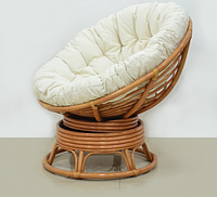 Плетеное круглое кресло из ротанга Папасан с подушкой
