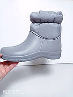 Жіночі демісезонні чоботи утеплені EVA піна і текстиль, осінь зима весна на сльоту і мороз сірі "Gipanis" 39р = 25.5 см
