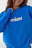 Теплий жіночий світшот з написом Miav — джинс-колір, M (є розміри), фото 4