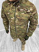 Зимняя парка Теплый бушлат с утеплителем + флис камуфляж мультикам ВСУ Теплая армейская куртка (DB-12769)
