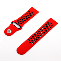 Ремешок 22 мм силиконовый для смарт часов универсальный перфорированый браслет 22мм на часы 2 - Красный - Черный