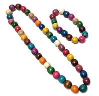 Комплект намисто и браслет разноцветный средний короткий