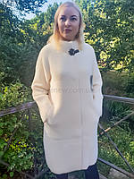 Жіноче пальто з вовни альпака колір молочний 56-60