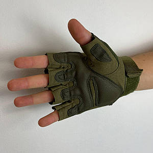 Тактичні перчатки без пальців Gloves HF 1 в кольорі олива