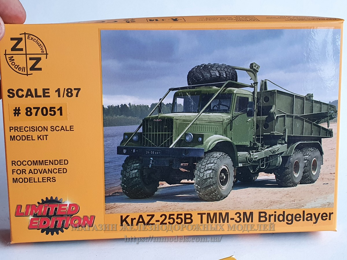 Збірна модель - автомобіля мостоукладача КрАЗ-255Б ТММ-3М, масштабу 1/87, H0, фото 1