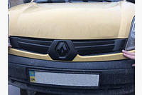 Зимняя накладка на решетку радиатора (матовая) Renault Kangoo 2003-2008 (Верх). Заглушка решетку радиатора