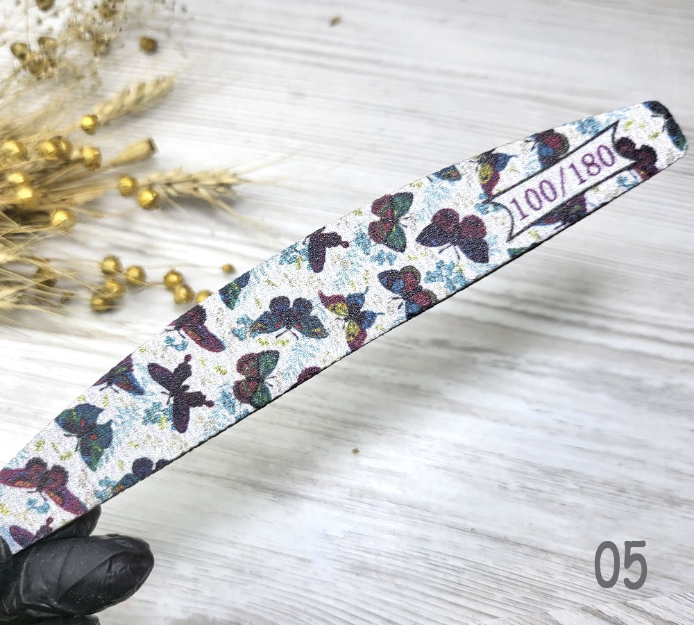 Пилочка для нігтів човник Nail Sunshine метелики №5 100/180гритт
