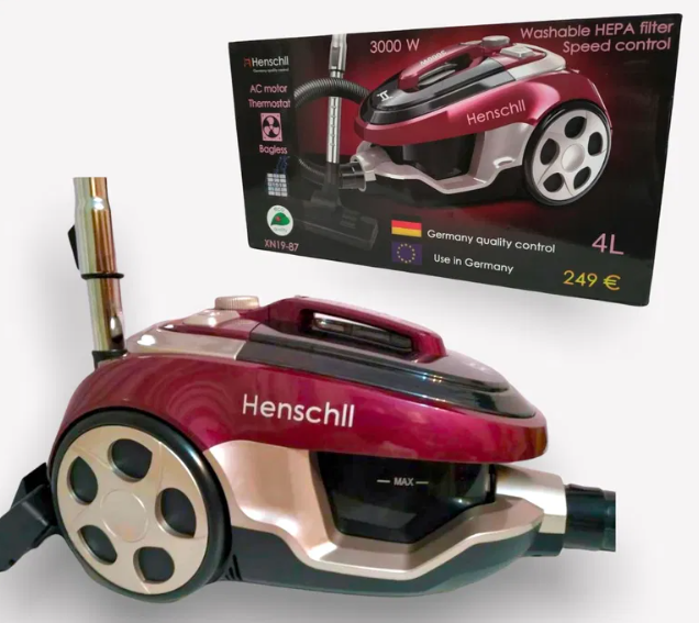 Колбовий контейнерний пилосос HENSCHLL XN19-87 4L без мішка (3000 Вт), з регулюванням потужності