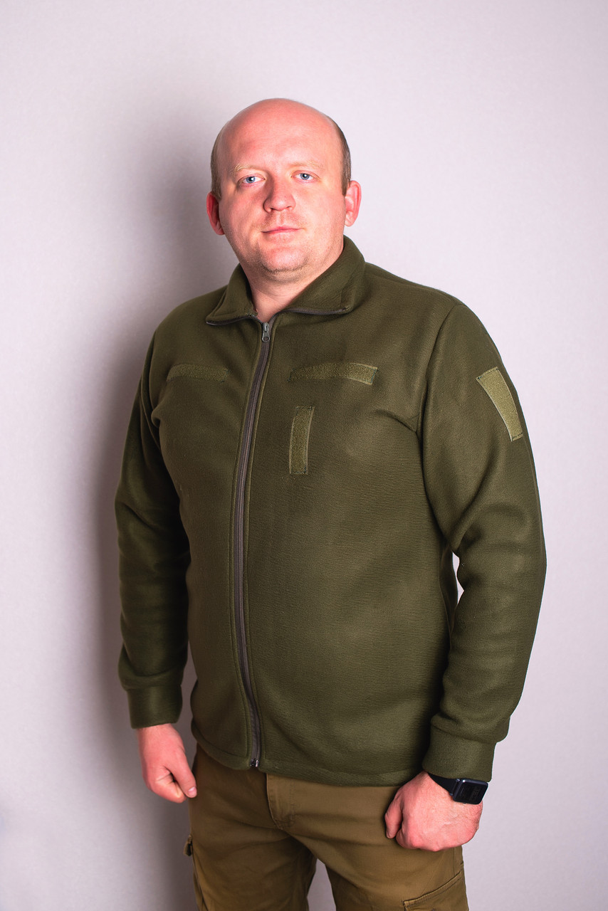 Кофта флісова Ukrcamo 009 46-54р з липучками олива