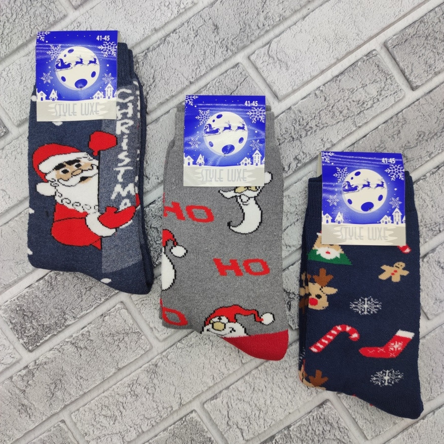 Шкарпетки чоловічі новорічні високі зимові з махрою р.41-45 малюнок асорті Style Luxe ( 1210) Україна 20034382, фото 1