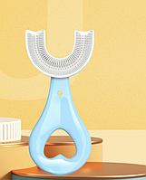 Прорезыватель зубов U-образная щетка капа 1-6 лет на 360 градусов синяя