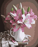 Картина по номерам на ПОДРАМНИКЕ рисование по номерам на холсте "Лилии в вазе" 50*60 см