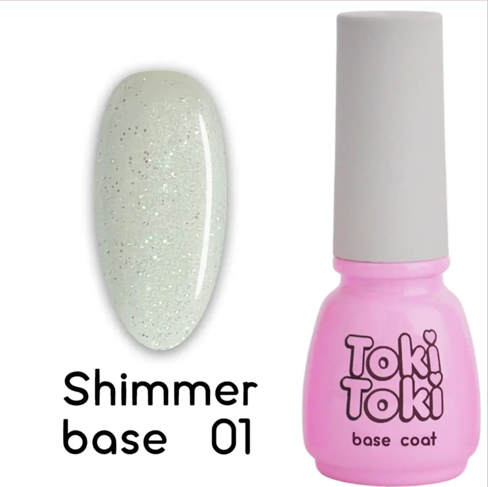 Каучукова камуфлююча база для нігтів Toki-Toki Shimmer base №1 5 мл