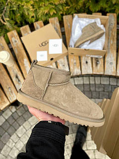 Жіночі UGG Mini уггі на зиму для жінок теплі бежеві замша зимові