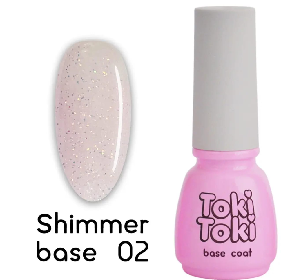 Каучукова камуфлююча база для нігтів Toki-Toki Shimmer base №2 5 мл