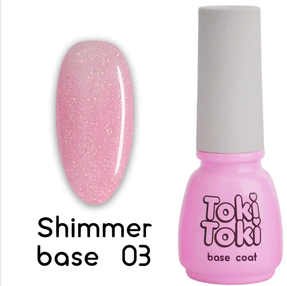 Каучукова камуфлююча база для нігтів Toki-Toki Shimmer base №3 5 мл