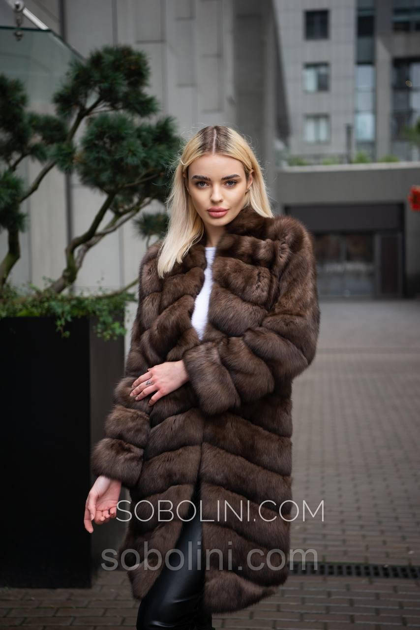 Пальто з соболя, діагональний крій, фото 1