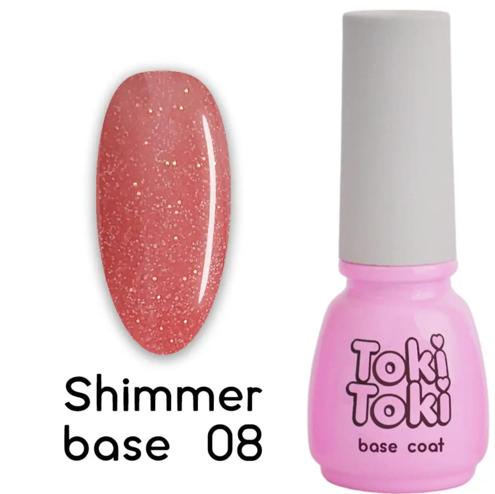 Каучукова камуфлююча база для нігтів Toki-Toki Shimmer base №8 5 мл