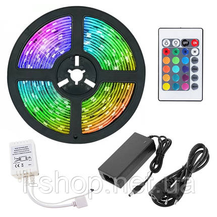 Світлодіодна стрічка 300 LED RGB 5 м + пульт + блок живлення + контролер UFT LS02, фото 1