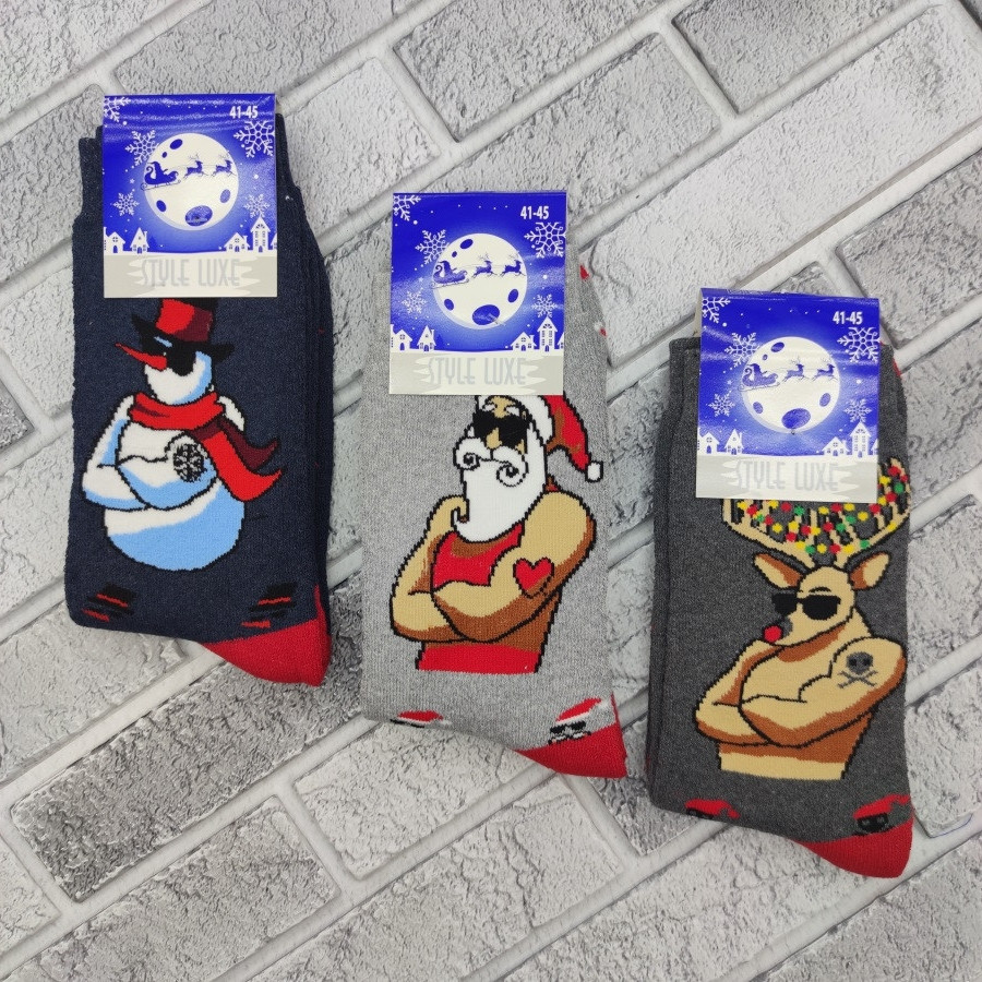 Шкарпетки чоловічі новорічні високі зимові з махрою р.41-45 малюнок асорті СТИЛЬ ЛЮКС 578 М-1 Україна 1076904755, фото 1