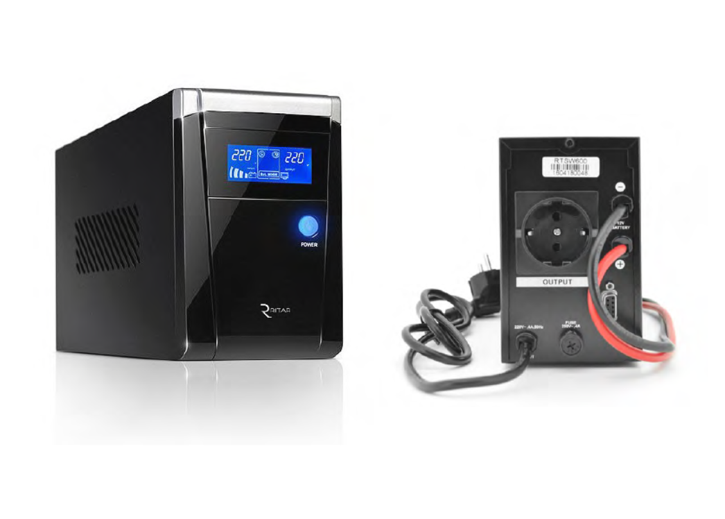 Автономний інвертор Ritar RTSW-600 D12 LCD із чистою (правильною) синусоїдою потужність 600ВА/360Вт ДБЖ 12В