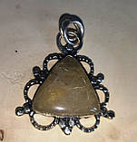 Срібний кулон із рутиловим кварцем "Трекутний", фото 4