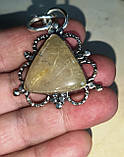 Срібний кулон із рутиловим кварцем "Трекутний", фото 7