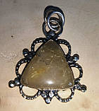 Срібний кулон із рутиловим кварцем "Трекутний", фото 9