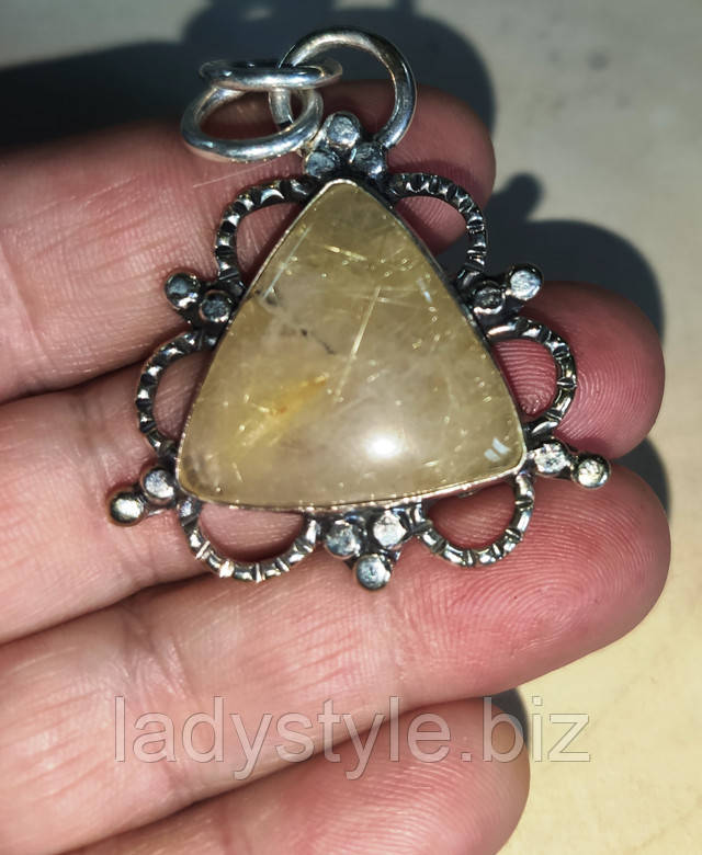 Кулон с рутиловым кварцем от студии LadyStyle.Biz серебряные украшения подарки для женщины купить браслет