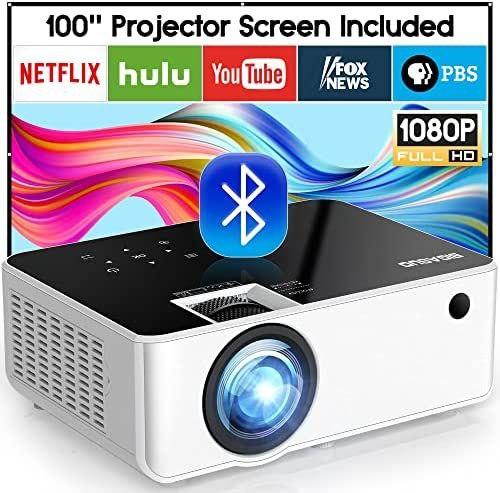 Вбудований Bluetooth проєктор 1080P — BIGASUO 230-дюймовий вуличний кінопроєктор з екраном,