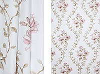 Портьерная ткань для штор Жаккард белого цвета с рисунком