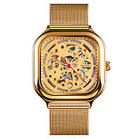Классические автоматические механические часы из нержавеющей стали Skmei 9184GD Gold